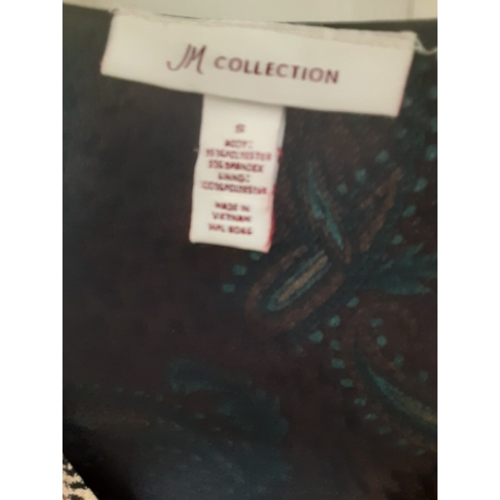 JM Collection Turq,Brn & Blk Paisley & Leopard Print Dress Size S - Picture 2 of 6